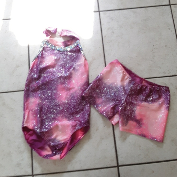 Girl's Halter Leotard and Short Set - Picture 1 of 5